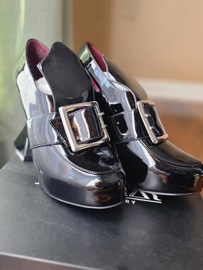 Killstar Black Patent Platform Buckle Heels